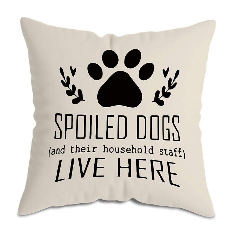 This MEMNUN Dog Lover's Delight Throw Pillow Cover is the perfect addition to any pet lover's home decor. Featuring a combination of humorous paw print designs and heartfelt quotes, this soft polyester cover measures 44.96 x 44.96 cm and includes a