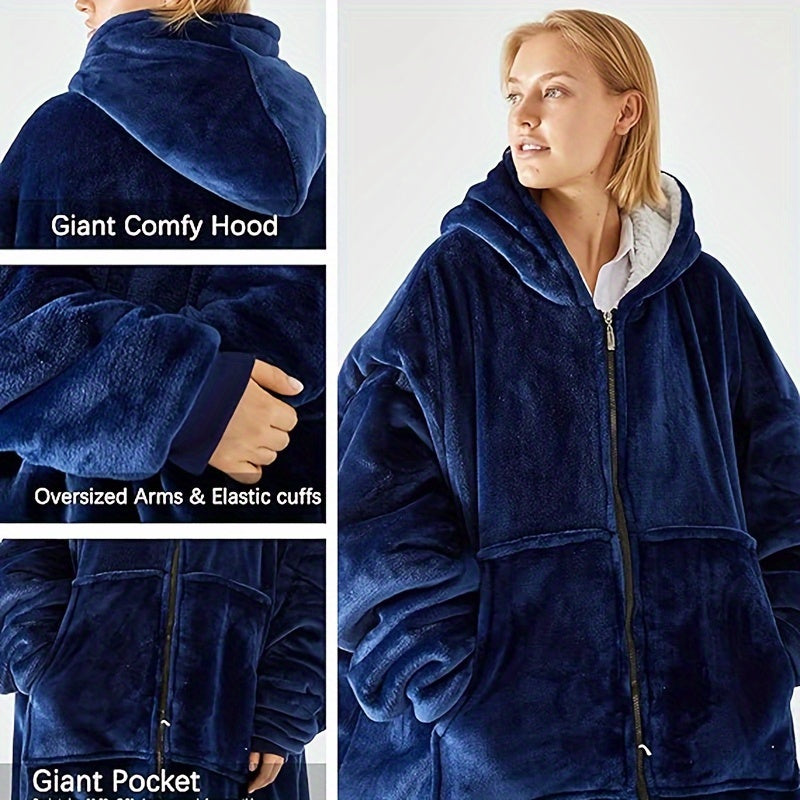 A Super Soft Wearable Blanket with Zipper for Cozy Office Breaks, Sofa Throws, or Shawls