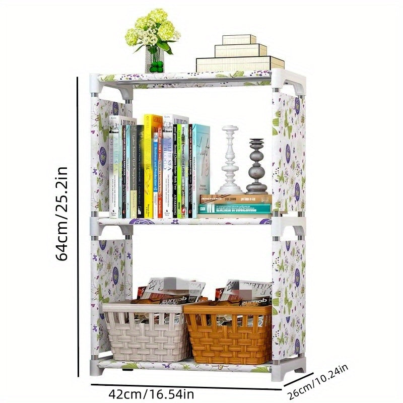 Modern student bookshelf storage rack with combination cabinet and newspaper rack