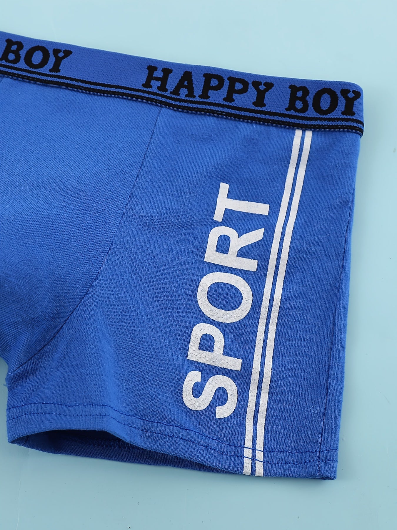 Boys' Sports Style Boxer Briefs - 4pcs, Soft Breathable Cotton, Elastic Waistband, Letter Print, Athletic Trunks.