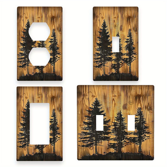 1pc Pine Tree Wood Grain Light Switch Cover, Country Farmhouse Style, No Electricity Needed, Easy to Clean, for Bathroom, Living Room, Switchplate for Electrical Devices