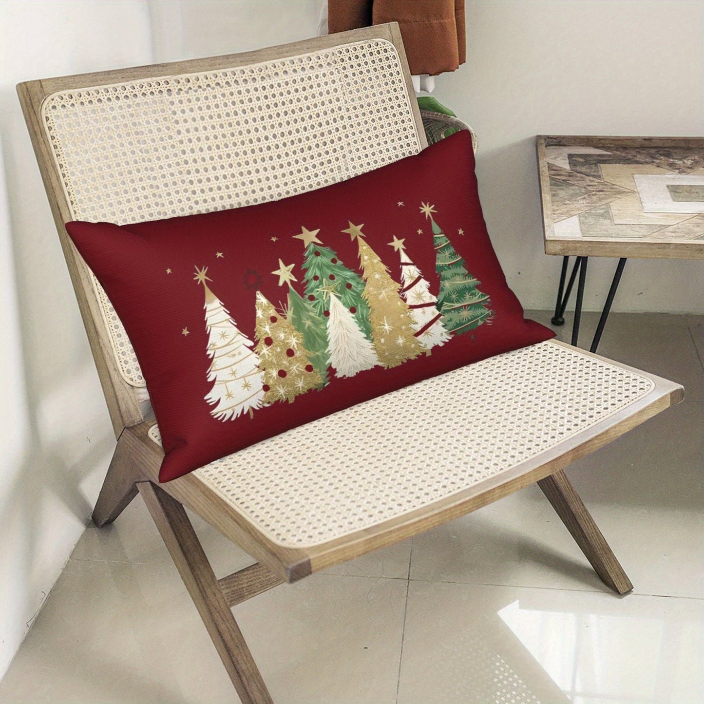 Decorate your living room and bedroom with this Christmas Decorative Pillow Cover featuring a Christmas tree design. This sofa cushion cover is perfect for adding some festive charm to your space. It makes a great Christmas decoration and gift. The