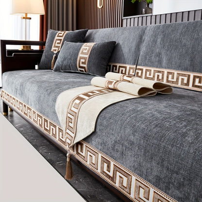 Chinese style dustproof sofa slipcover for all seasons, suitable for bedroom, office, and living room.