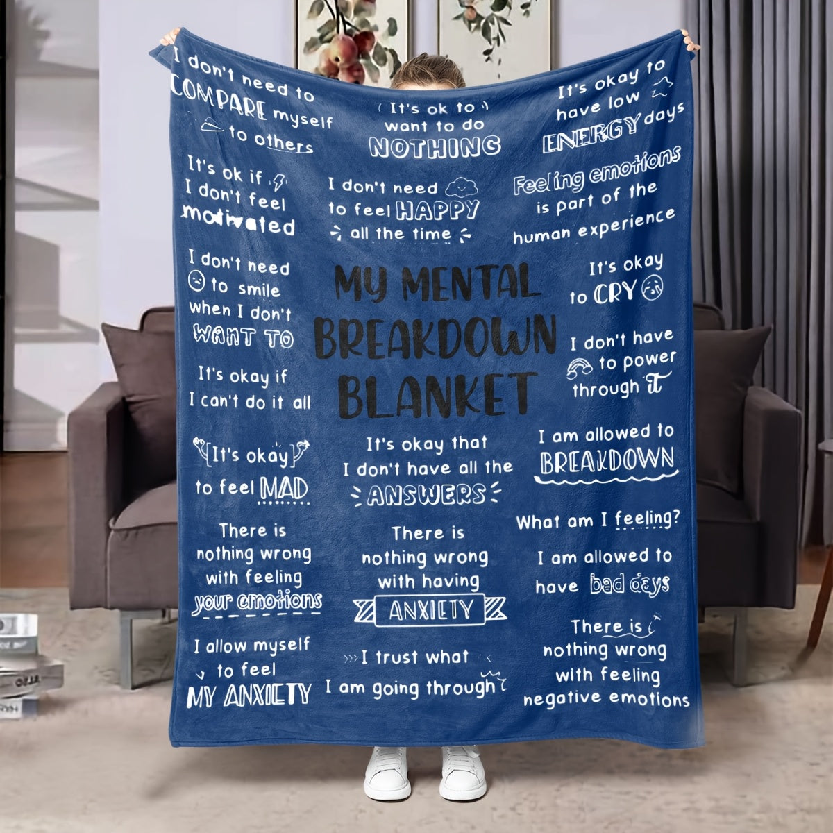 Stay Warm and Cozy with our 'My Mental Breakdown' Flannel Blanket - Great for Gifting to Both Men & Women, Perfect for Christmas & Birthdays, Promotes Mental Health, Enhances Home Decor, Ideal for Relaxing on the Sofa or Traveling - Long-Lasting, Easy to