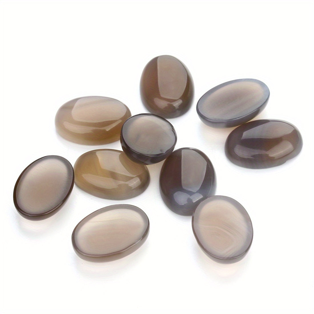 10 ta tabiiy oval agate tekis orqa qoplamali qimmatbaho tosh cabochonlar 10*14mm/18*13mm o'lchamlarida, shifo beruvchi chakra kristal tosh marjonlari uchun. Teshiklari yo'q bo'lgan zargarlik hunarmandchiligi uchun mukammal.