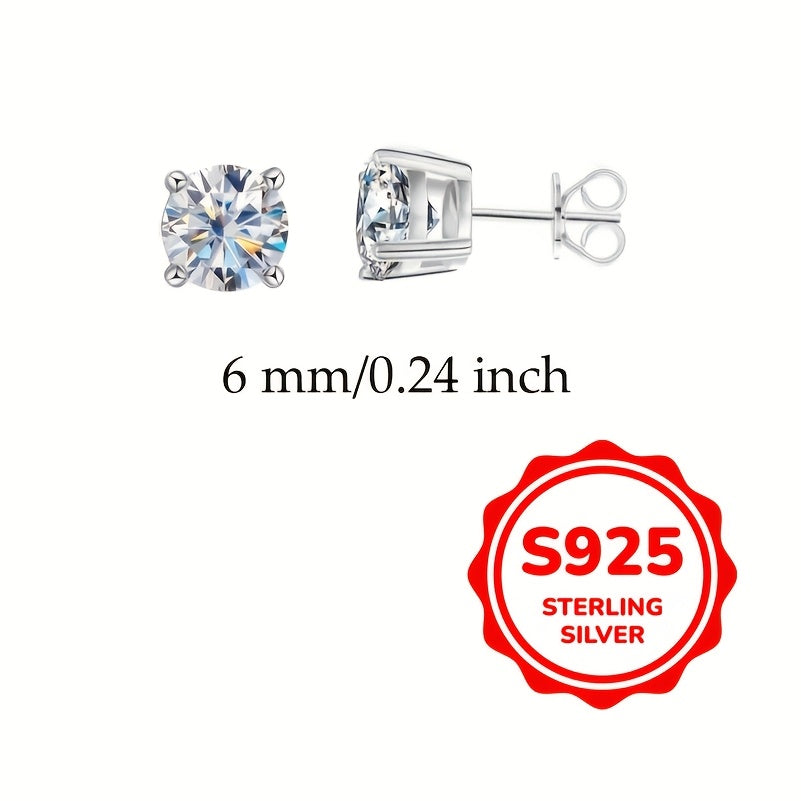 Stylish 925 Sterling Silver Stud Earrings for Women with White Cubic Zirconia - Available in Various Carat Sizes (0.1-0.8CT) and 3/4/5/6mm - Perfect for Everyday Wear and Gifting, Comes with Free Gift Box and Daily Care Supplies including Oxides