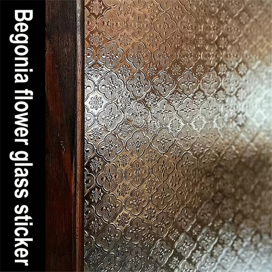 Vintage begonia glass film in a roll, perfect for decorating windows. This UV blocking privacy film is ideal for cabinets and doors. Made of electrostatic PVC and measures 10mil thick. Enhance your space with this decorative glass decal featuring