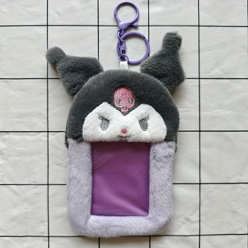 [Customer Favorite] Adorable SANRIO Plush Keychain Holder - Made with Long-Lasting Faux Fur, Cartoon-Inspired Clip-On for Safeguarding Commuter Passes, Perfect for Collectors and Anime Fans