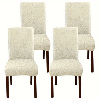 2/4pcs Leaf Jacquard Chair Covers, suitable for various chair sizes. Easy to install, non-slip, and provides protection for chairs in living rooms and kitchens.