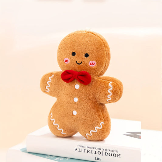 Vintage Gingerbread Man Plush Toy - Rojdestvo bezaklari va sovg'alar uchun ideal, yumshoq polyesterdan yasalgan figurina, bezak yoki yostiq uchun