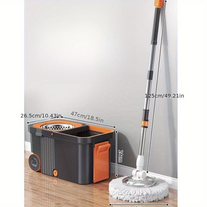 Multi-functional Wash Spin Mop and Bucket Set - Perfect for Both Wet & Dry Cleaning, Great for Hardwood, Laminate, and Tile Floors - Convenient Hands-Free Dust Removal System with Generous Capacity, Includes Cleaning Supplies and Back to School