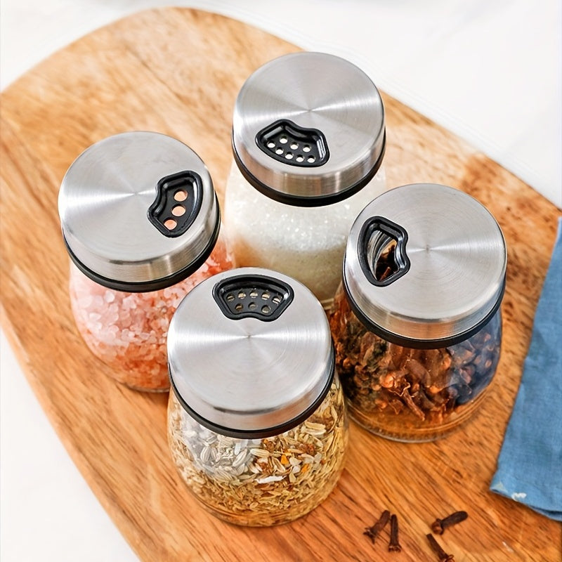 Spice up your kitchen with creative glass seasoning jars for salt, pepper, and MSG shakers!