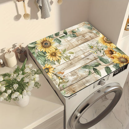 60cm x 60cm Universal Dust Cover with Sunflower Pattern - Machine Washer and Dryer Protector, Absorbent Top Cover for Washing Machines and Dryers- Perfect for Kitchen and Laundry Room Decor