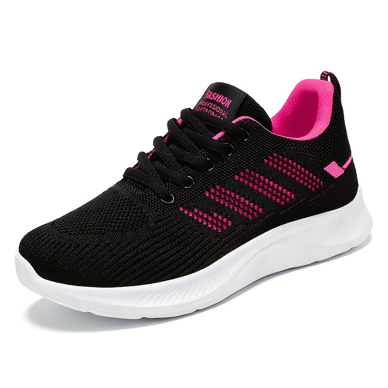 Women's breathable running sneakers with lightweight design, lace-up closure, comfortable fabric, PVC sole, and round toe for outdoor training.