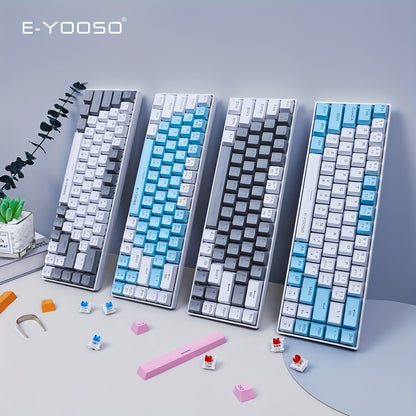 E-YOOSO Z-686 is a portable 65% mechanical gaming keyboard with backlighting and ergonomic design. It features a unique bicolor mold, compact 68 keys, and is suitable for Windows PC