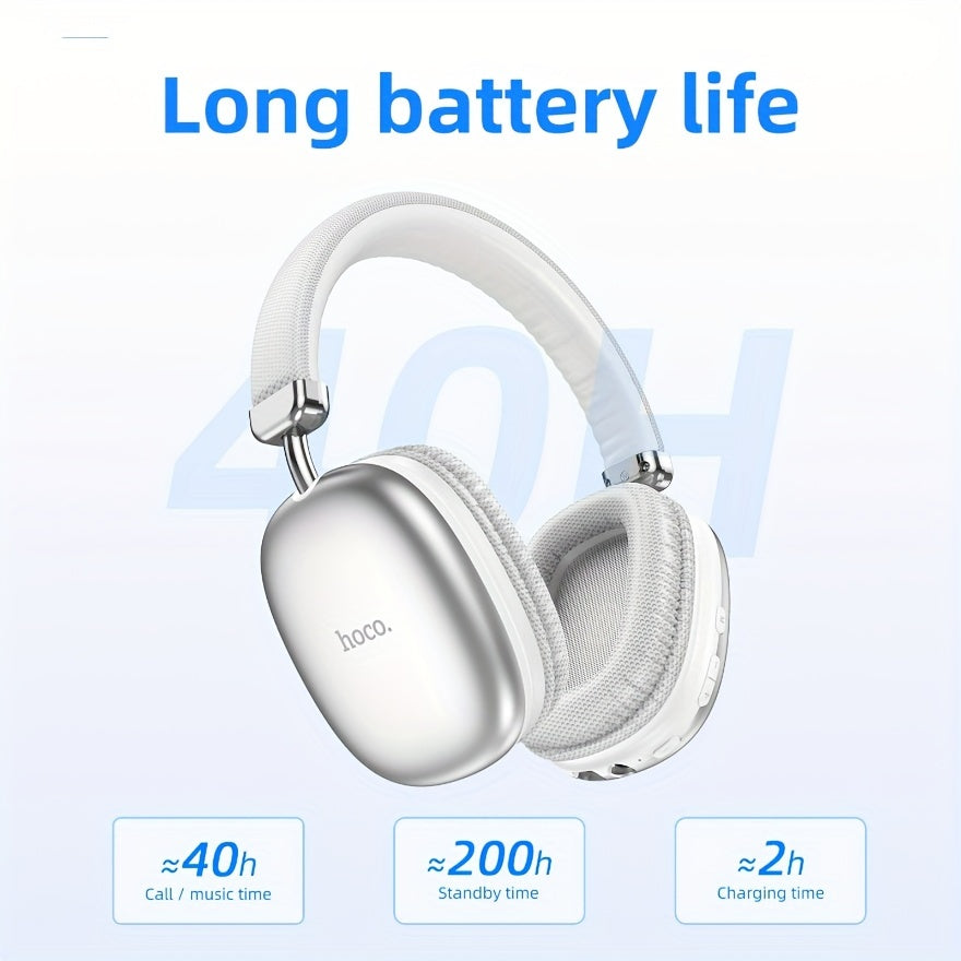 Hoco over-ear True Wireless headphones with ergonomic design, BT5.3 support, and long usage time.