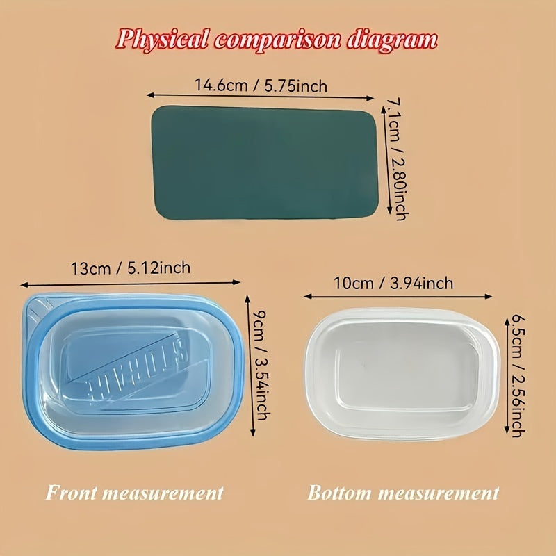 10pc set of reusable clear plastic storage containers with blue lids, perfect for storing fresh produce and snacks in the kitchen, office, school, picnics, and beach.