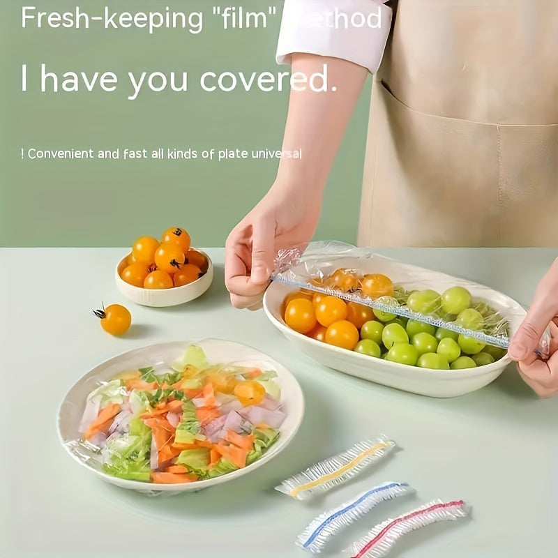 Set of 50 Food Covers, Stretchy Elastic Bowl Protectors, Reusable Food Lids for Leftovers, Fruits, and Veggies, Suitable for Bowls and Plates, Great for Kitchen Organization and Storage, Essential Kitchen Accessories