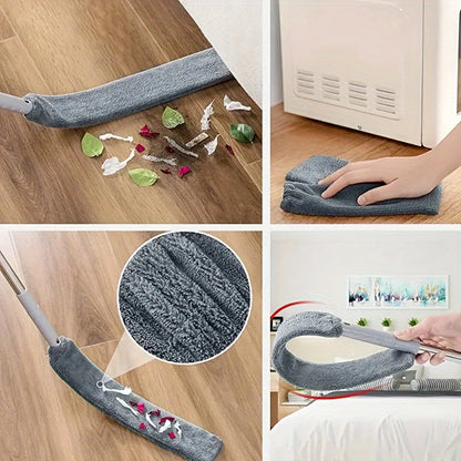 Ultra Fine Fiber Dust Collector Cleaning Kit - Set of 4 Pieces, Extendable Rod for Ceiling Fans, High Ceilings, Louvers, Furniture, Air Conditioning, and Car Surfaces. Retractable and Flexible Design in Gray - Perfect for Light Dust Collection.