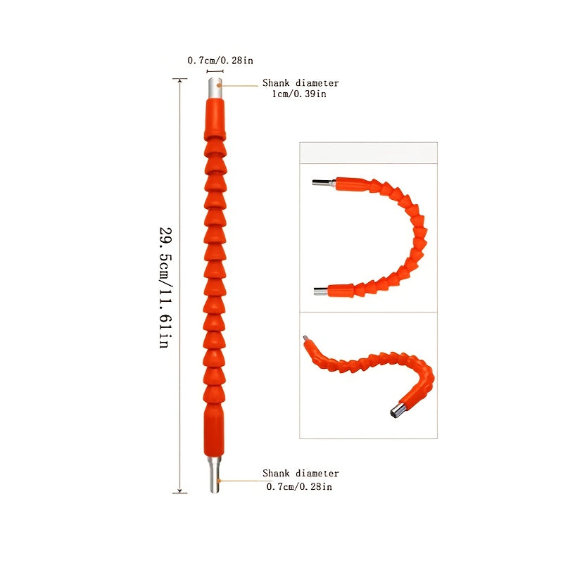 Electric drill universal joint in orange with a soft shaft for extension, suitable for electric screwdriver drill bits or hand drills for flexible drilling.