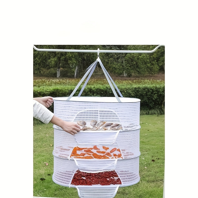 1 piece of a 3-layered drying net, versatile fishing net cover, collapsible and easy-to-carry outdoor drying cage, ideal for protecting vegetables from the sun, perfect for drying hoodies and down jackets, convenient drying racks.