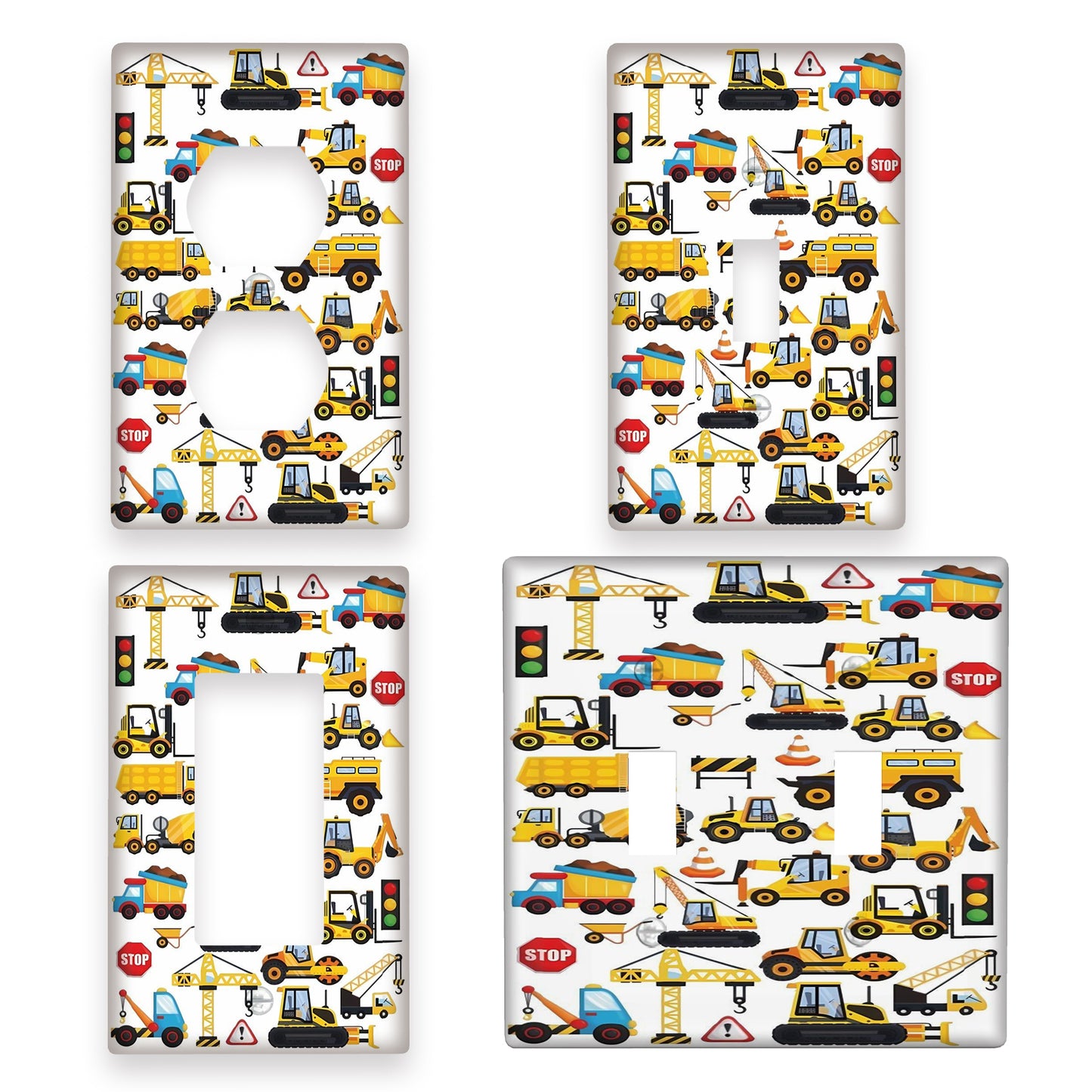 Cartoon construction vehicle light switch cover - perfect for kids' rooms, kitchens, offices, and hotels.