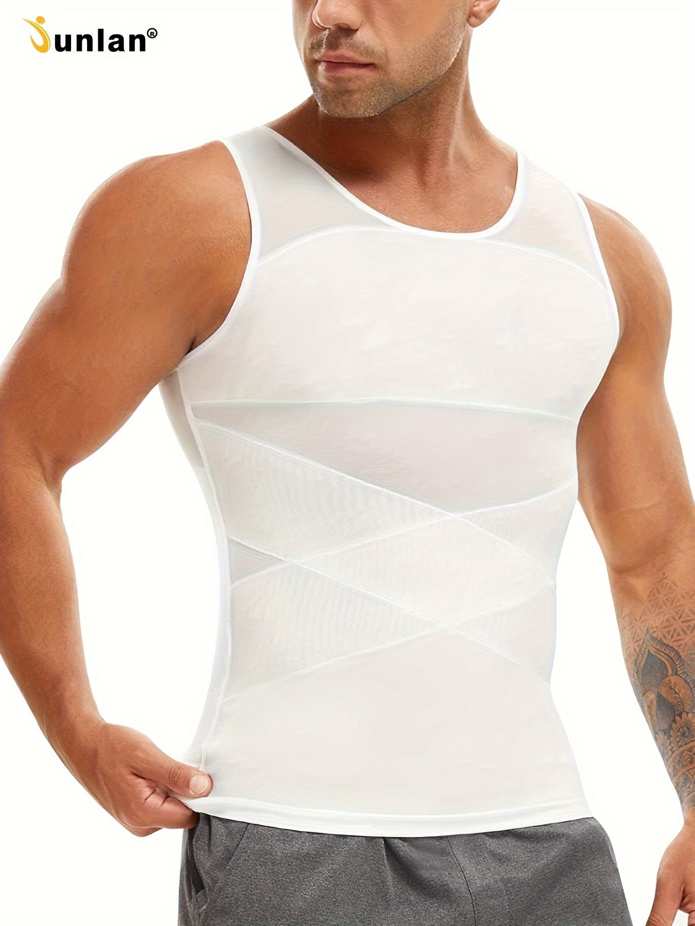 JUNLAN Men's Compression Tummy Control Tank Top