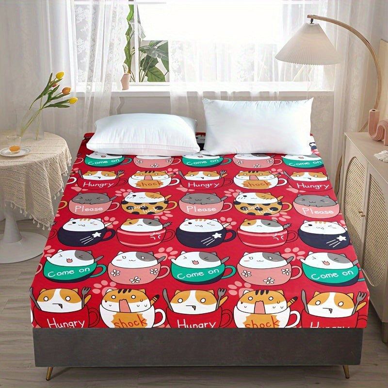 100% polyester single-layer bed sheet with a waterproof cartoon design. This machine washable sheet is designed to fit mattresses between 30-34cm high.