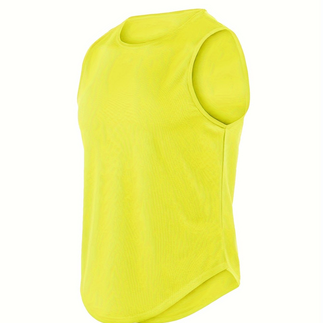 Men's Quick-Dry Sleeveless Gym Shirt - Lightweight design, moisture-wicking polyester mesh tank, suitable for running and fitness. Features round neck, regular fit, and casual sports style