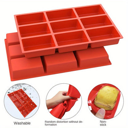 This 9-Cavity Silicone Mini Loaf Pan is both durable and versatile, making it perfect for baking cakes, breads, meatloaf, and more. It is made of food grade silicone and is easy to clean.