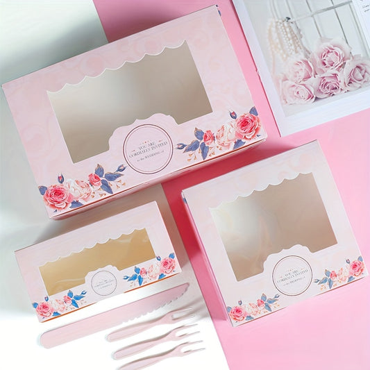 5 Pink Rose Gift Boxes with Stickers - Ideal for Birthdays, Weddings & Candy