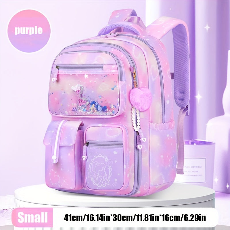 New children's backpack with gradient colors, waterproof and spine protection.