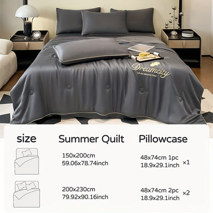 Summer Thin Quilt Set includes 1 Summer Quilt, 1 or 2 Pillowcases, made of Embroidered Summer Cooling Quilt Soft Skin-friendly 100% Premium Microfiber. Bed Sheet and Pillow Core are not included.