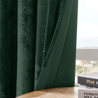 Pair of 2 crushed velvet curtains with heat and sound insulation, ideal for living room, bedroom, and office.