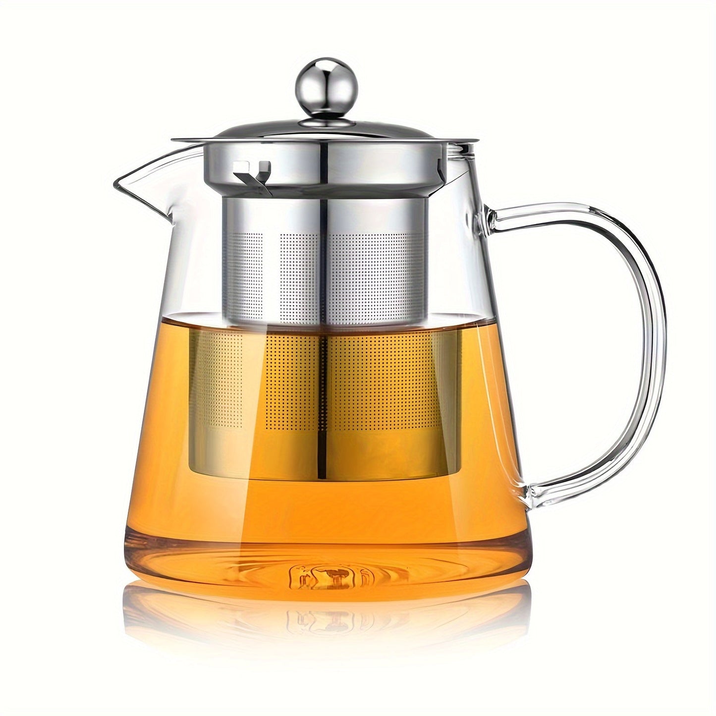 Stylish 450ml Glass Teapot with Stainless Steel Infuser and Lid - Ideal for Loose Leaf Tea, Herbal Blends, and Fruit Infusions. This Teapot is Strong and Beautiful, Features Dual Strainers for Better Brewing, and Includes a Tea Infuser.