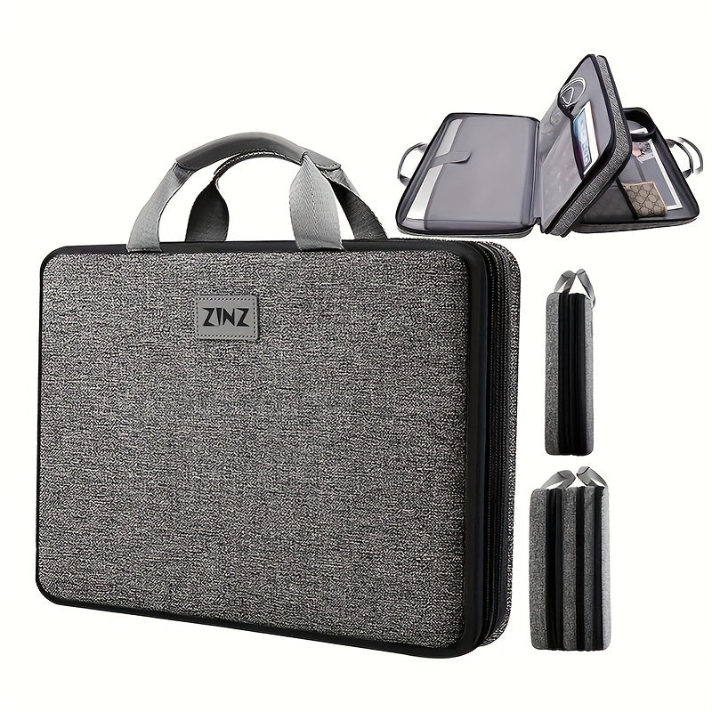 ZINZ Lightweight Laptop Bag - Sleek Black Polyester, Waterproof & Portable with Large Storage Capacity and Padded Compartment for Office, Travel, and Daily Commute