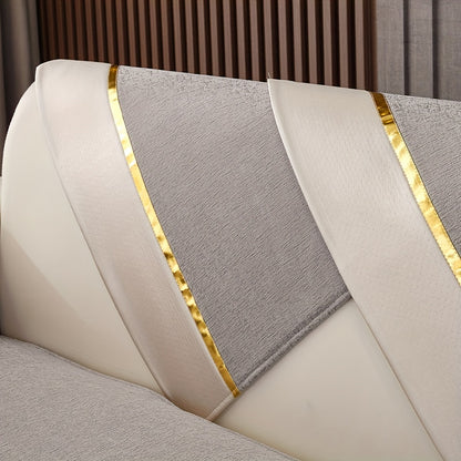 Chic Nordic-style chenille sofa cover with gold accents for 1-4 seater sofas, non-slip and machine washable.