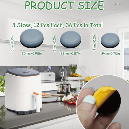 36 pieces of self-adhesive small kitchen utensil slides with three sizes, perfect for most countertops, coffee machines, air fryers, pressure cookers, and stand mixers. They are easy to move and use.