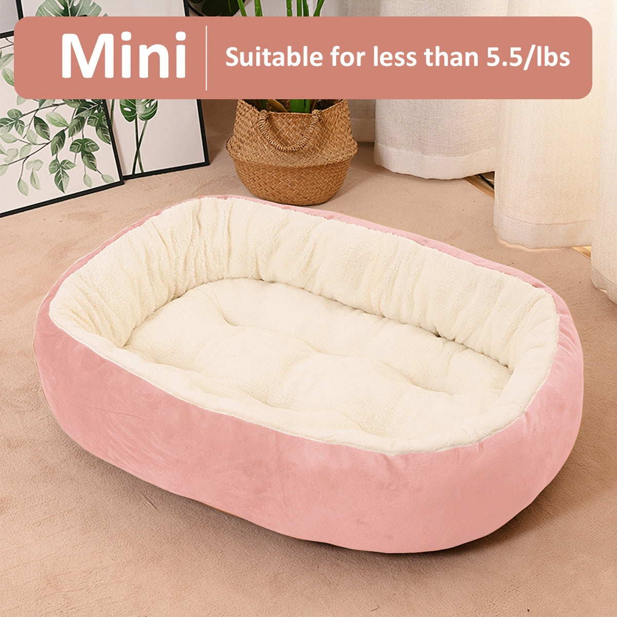 Cozy oval pet bed for small to medium dogs, plush polypropylene mat, non-assembled.