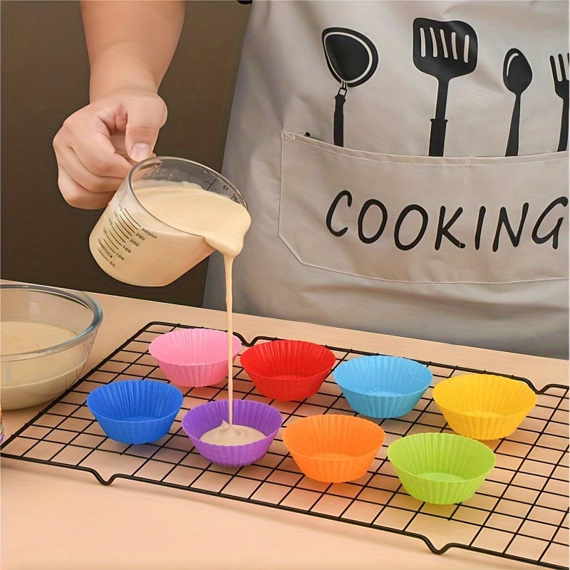 Silicone Cake Cups Set - Includes 6 Pieces of 12pcs High Temperature Resistant Pudding Muffin Cups for Home Baking - Ideal for Small Cakes, Egg Tarts, and Round Hair Cakes