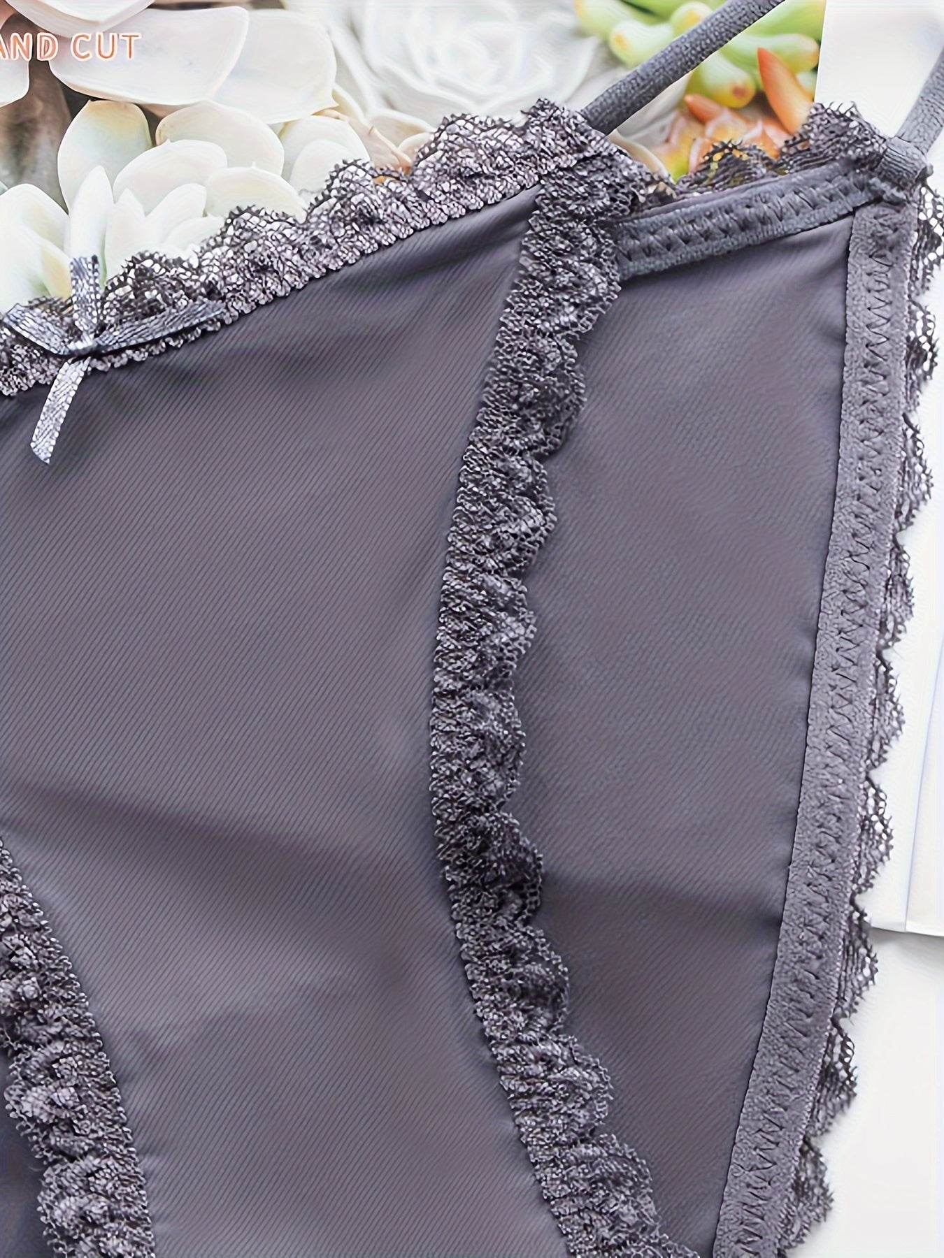 1 Sexy Lace Trim Bow V String Panty, Low Waist, Soft & Comfy, Women's Lingerie & Underwear