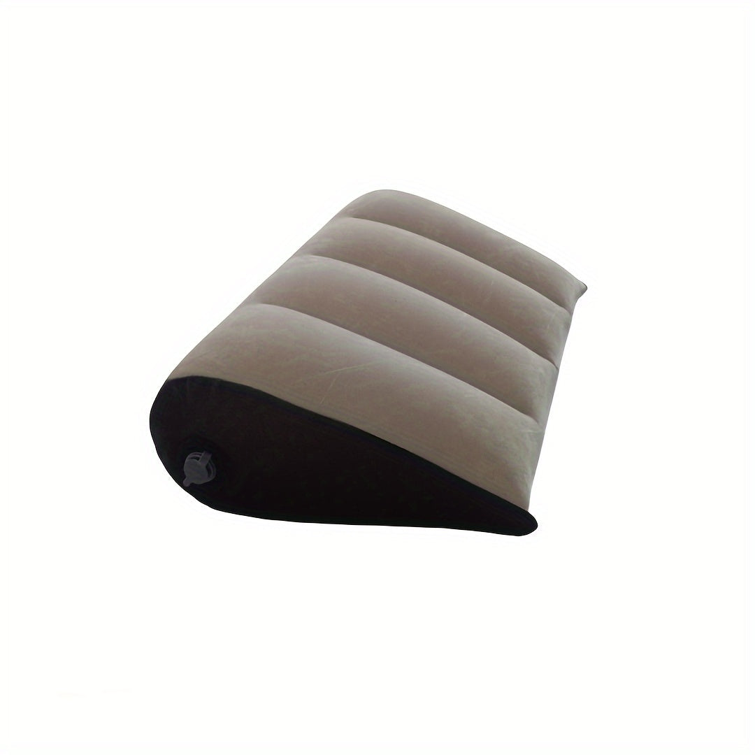 Versatile portable inflatable pillow that can be used as a lumbar pillow, maternity pillow, and more.