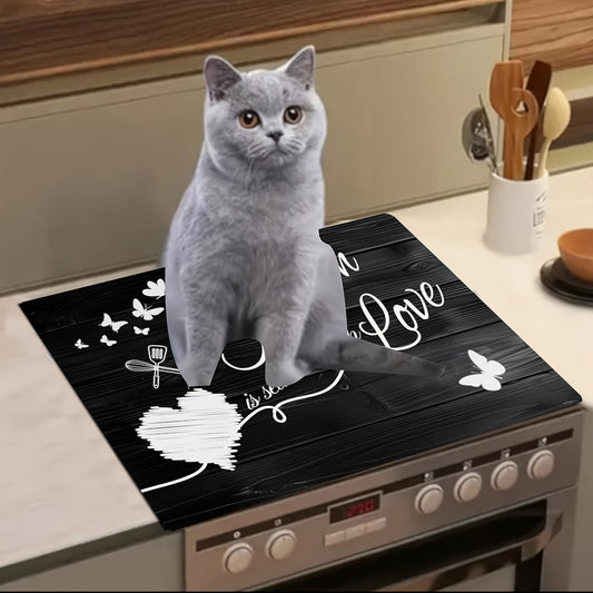 Enhance Your Kitchen with Our 'Kitchen's the Heart of the Home' Extra Large Scratch-Resistant Protector Mat - Non-Slip, Heat-Resistant Countertop Pad with Elegant Floral & Butterfly Design, Ideal for Stove Tops, Coffee Machines & Appliances -