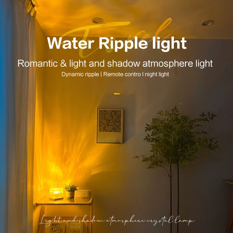 LED Night Light with Water Ripple Effect - Rechargeable via USB, Adjustable Brightness for Bedroom and Gaming Room Decoration