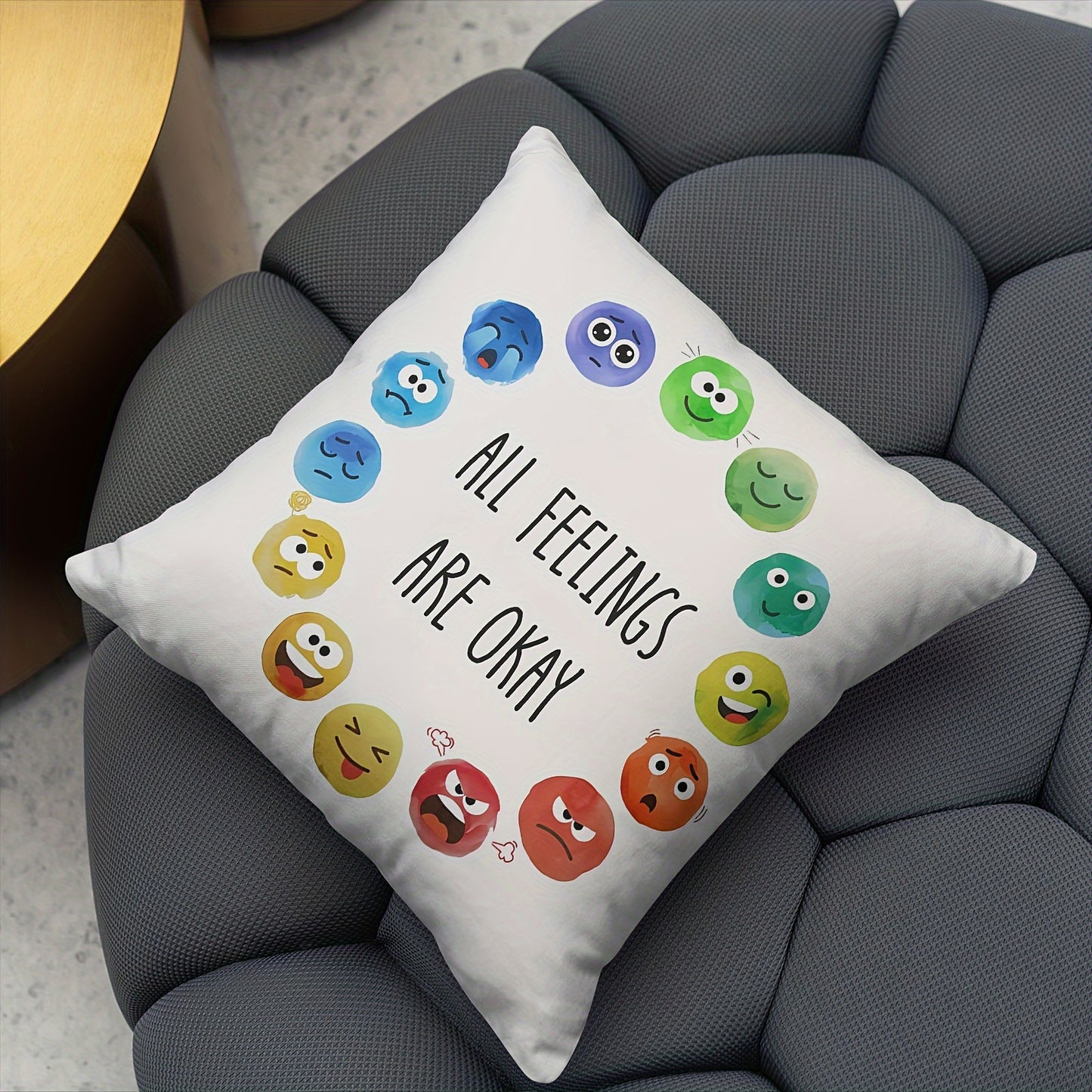 45.72x45.72 cm Chic Emotional Wheel Plush Throw Pillow Cover, Zippered, Machine Washable, Ideal for Sofa & Bedroom Décor