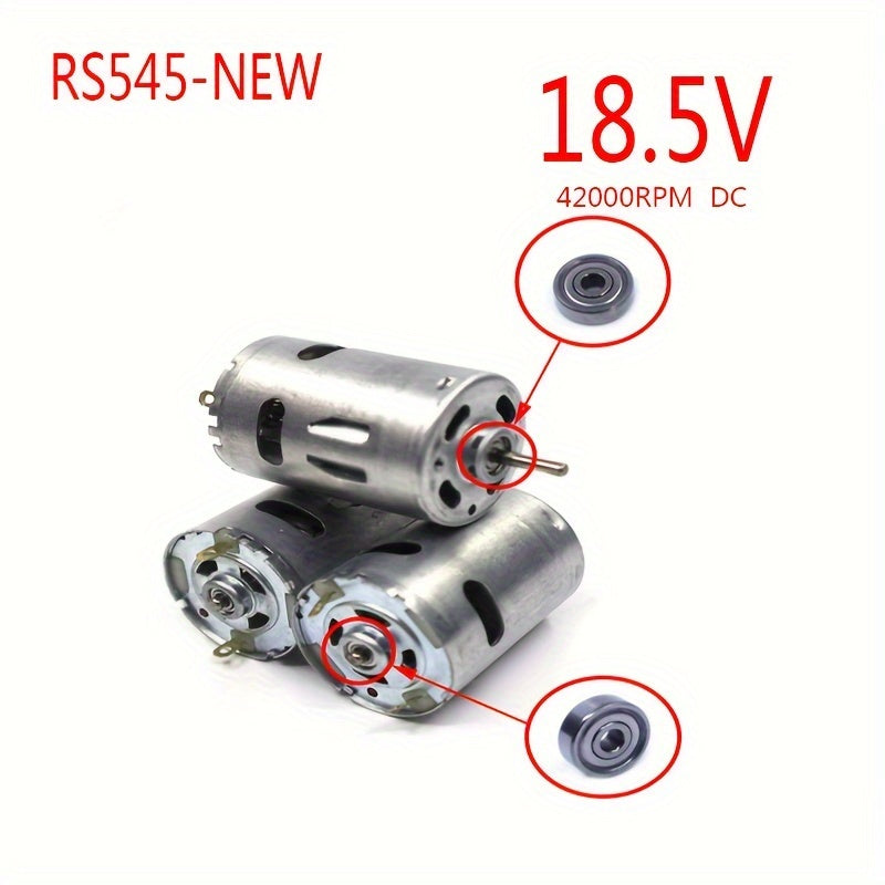 New RS545 DC Motor - 1 piece, 18.5V, 42000RPM, suitable for vacuum cleaner accessories. Made of metal and plastic, perfect for replacing dusting brush in home and kitchen.