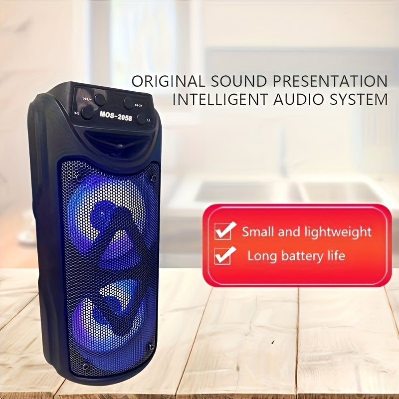 XSound Portable Wireless Speaker with Dual 4-Inch Stereo Sound, USB Charging, Rechargeable Lithium Battery, Siri Control, LED Color Lights, FM Radio, TF Card Slot. Ideal for Outdoor Camping