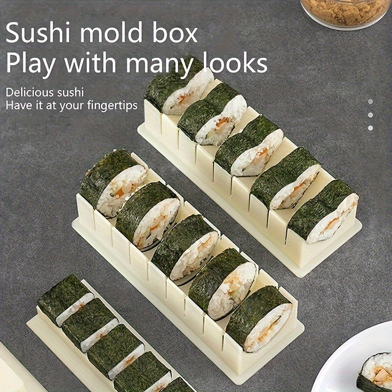 Upgrade your homemade sushi game with the Plastic Sushi Maker Kit. This 1pc Multi-Shape Sushi Mold Set allows you to create perfectly shaped rice and vegetable rolls with ease. The set includes round, square, and heart-shaped press tools, all made of