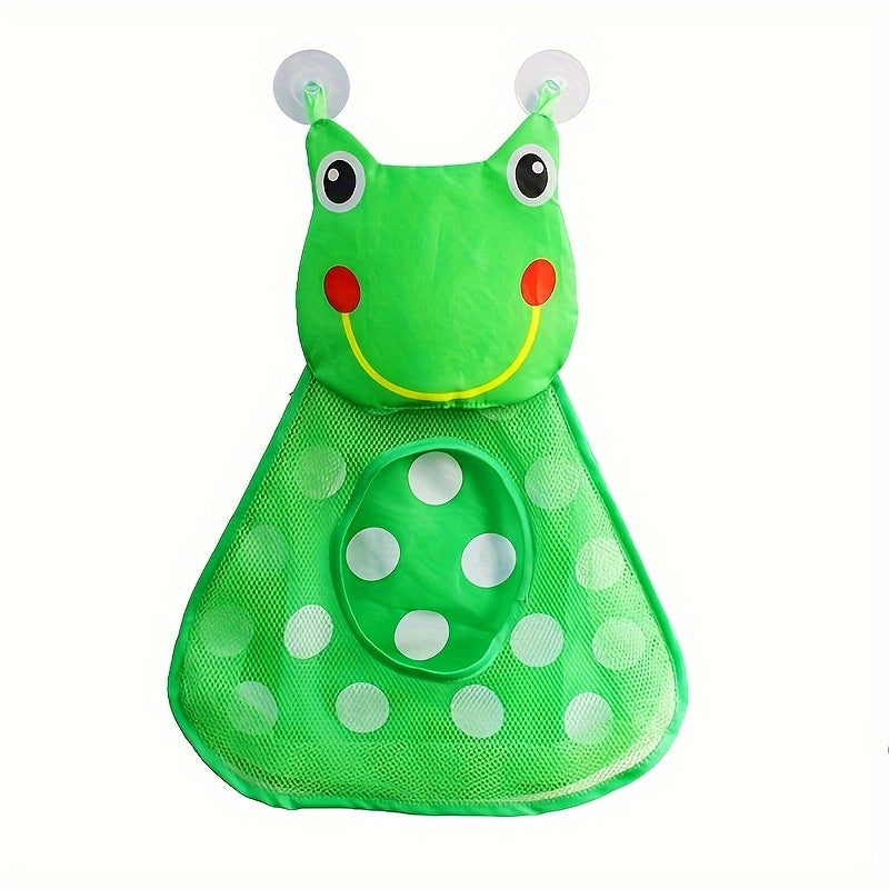 1pc Animal-Themed Bath Toy Organizer - Durable PVC Storage Bag with Suction Cups and Mesh Design, Ideal for Bath Toys and Playtime.