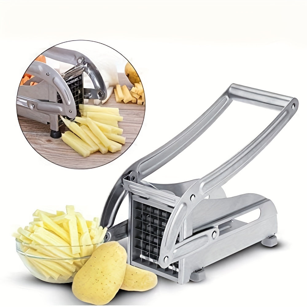 Durable Stainless Steel Cutter for Effortless Slicing, Chopping, and Dicing of Fruits, Vegetables, French Fries, and Potatoes - Rust-Resistant and Essential Kitchen Tool